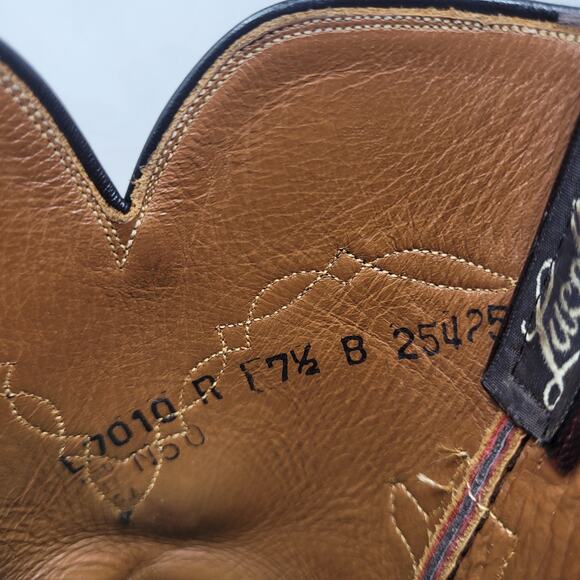 Vintage Lucchese Boots Mens 7.5B Black Cherry Leather Cowboy Western Roper Rodeo - Picture 10 of 12
